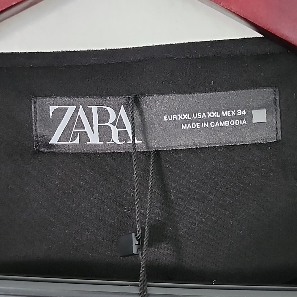 ZARA NWT Faux Suede Fringe Embroidered Open Front Jacket Boho Western XXL - Picture 7 of 13